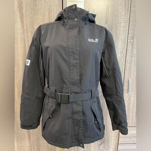 JACK WOLFSKIN Black Winter Snowboard Ski Jacket Belted. Size L